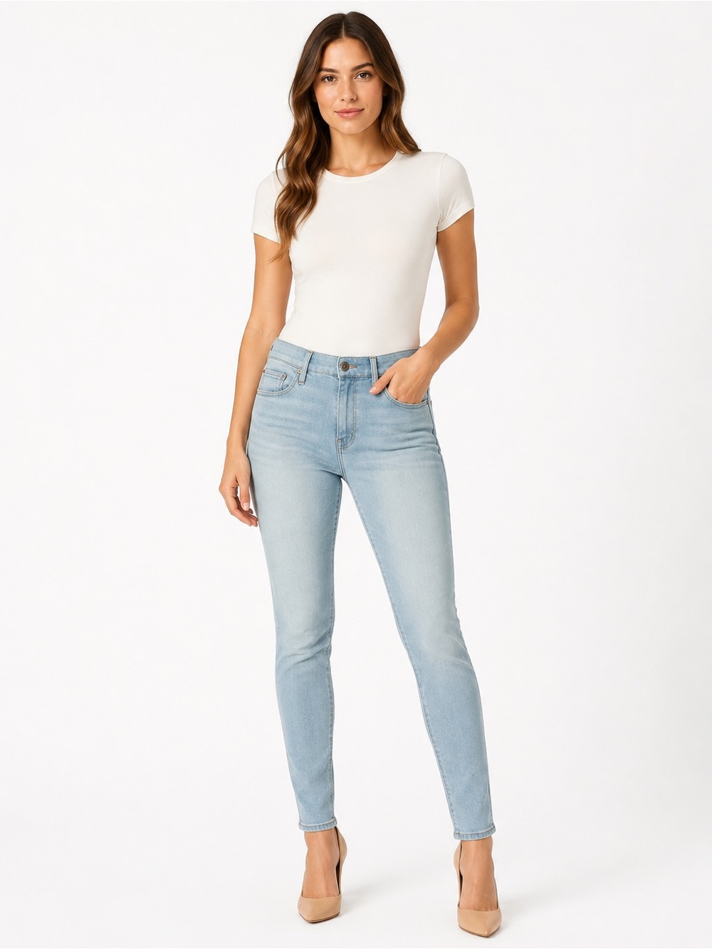 MOTHER The Looker Skinny Jeans Swimming Lessons Light Blue Wash Size 31